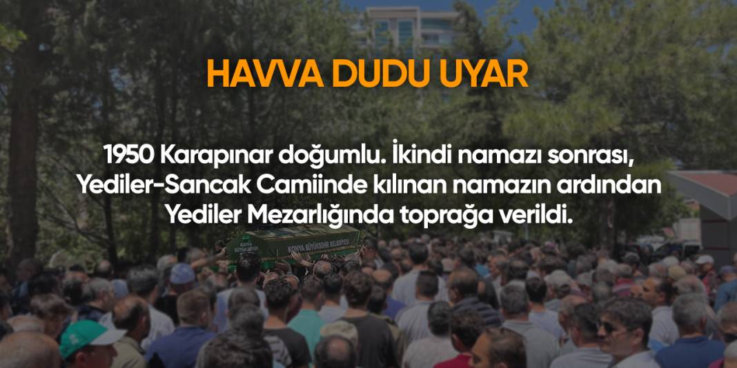 Konya'da bugün vefat edenler | 23 Ocak 2025 9